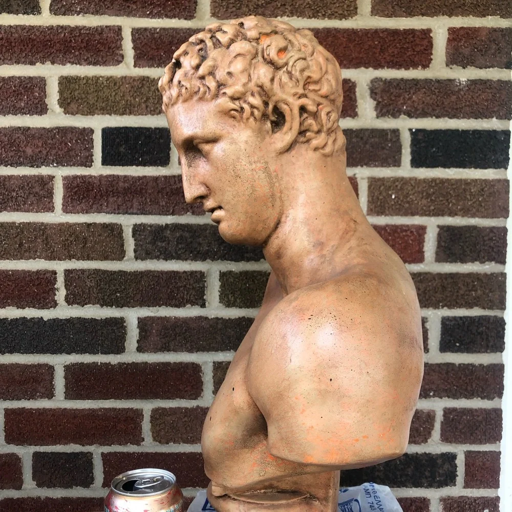 Hermes Messenger of Zeus 20” bronze colored chalkware  bust Greece imported